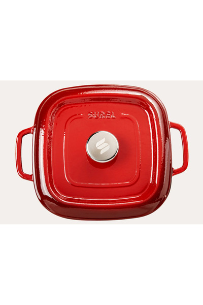 Sürel Aroma Kapak Kırmızı Kare Derin Döküm Tencere 24x24