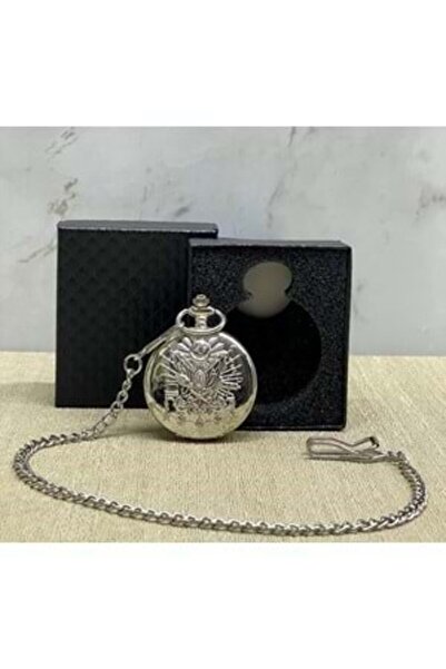 myhomehediyelik Special Boxed Ottoman State Emblem Silver Color Cased Clock