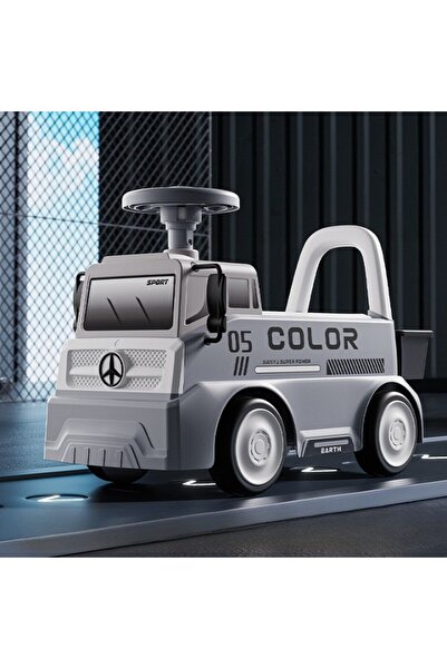 LEIBOO Masinuta cu Volan tip Camion, Claxon, Muzica, 3 ani, Gri