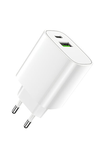 OEM Forever Ls-04 Τροφοδοτικό, 20W, 3A, 1 X USB-A - 1 X USB-C, Λευκό