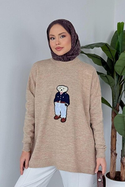 Şulemoda Giyim سترة إفنان سيملي مع دمية دب ناعمة باللون الجملي