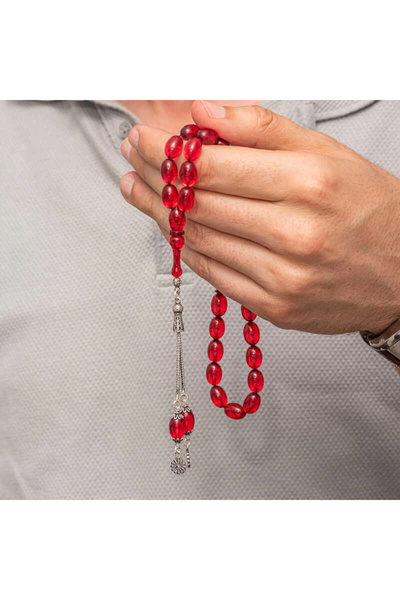 Alçakakan Silver Red Fire Amber Prayer Beads
