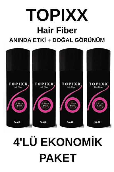 topixx hair fiber 50 Gr. 4'lü Ekonomik Set Saç Tozu Koyu Kahve/Dark Brown Saç...