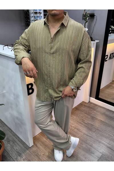 BYATA MENS STYLE Men's Striped Oversize Shirt