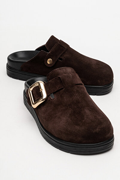 PASSAGE SHOES Women's Genuine Leather Daily Slippers 6333 Brown Suede