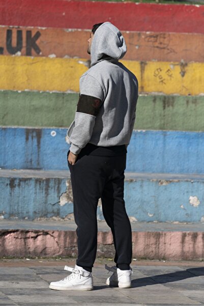 Nani Collection Nani | Gri Melanj Garnili Desen Oversize Sweatshirt(L)