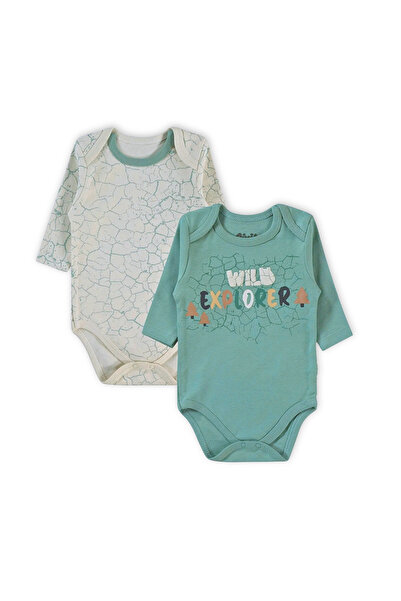 N@zence Wild Explorer Mint Green 2-Piece Long Sleeve Baby Bodysuit Set