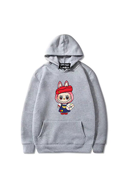 Minga London Hanorac oversize cu vopsea gri Labubu -ghostella