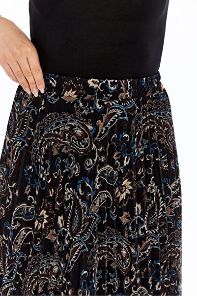 PAWWY Fusta din șifon cu pliuri căptușită pentru femei cu talie elastică / plisată