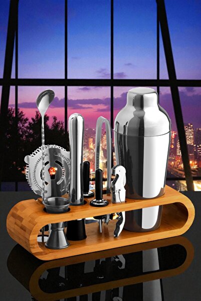 İkram Dünyası Shaker Silver Cocktail Set - 10 Piece 750 ml Shaker Cocktail Se...