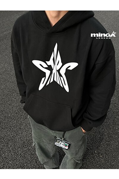 Minga London سويت شيرت كبير الحجم مطبوع عليه تصميم نجمة سوداء - غوستيلا