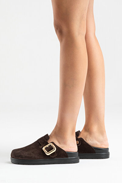 PASSAGE SHOES Women's Genuine Leather Daily Slippers 6333 Brown Suede