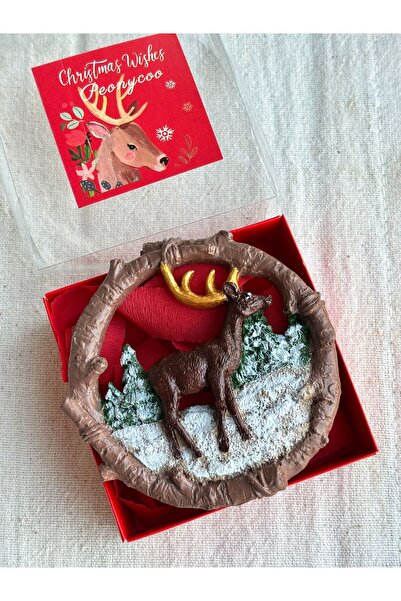 PEONY peonyofficiall Yılbaşı Magnet Biblo Geyik Kutulu Buzdolabı Süsü Yeni Yı...