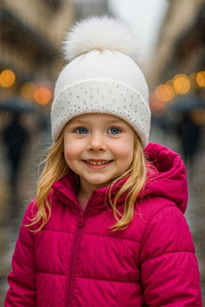 FELLMENS Beretă pentru copii cu piatră albă