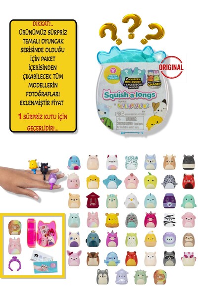 TOYFEST Squishmallows Squish-a-longs 2 Figür +Yüzük Sürpriz Paket Seri 2 - 1 ...