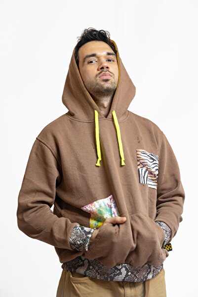 Nani Collection Kahverengi Leopar Desen Oversize Unisex Sweatshirt