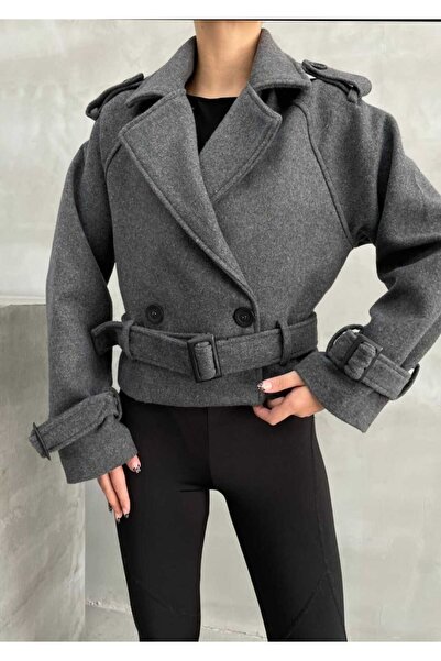 Azra Moda Style Trend Short Cashmere Coat Women