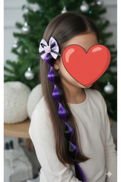 FuryaTedarik Yeni trend bubble balon Postiş takma saç pensli toka kuromi mor ...