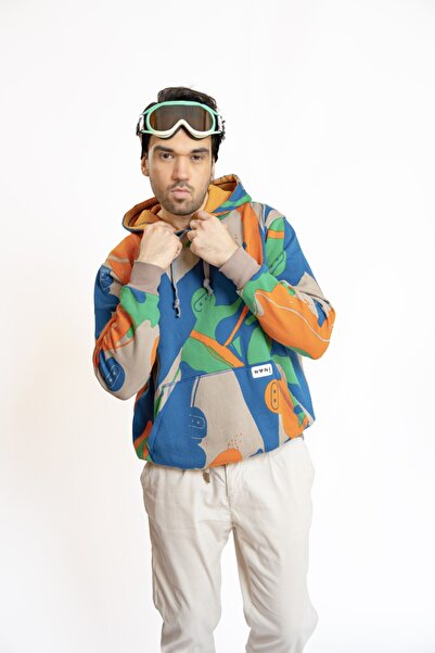 Nani Collection Renkli Desen Oversize Unisex Sweatshirt(L)