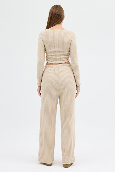 Eco Sense Two Piece Women's Set - Crop Top and Oversize / Wide Leg Pants