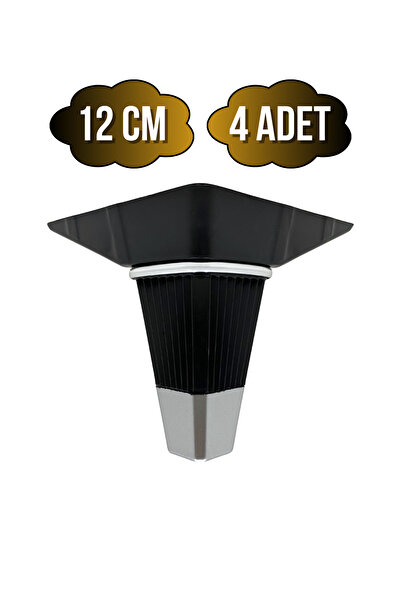 DSYapıAksesuar Picioare din plastic Irem Black Chrome 12cm pentru mobilier, m...