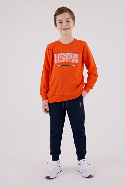 U.S. Polo Assn. Boys' Crew Neck 3 Thread Printed Top and Bottom Set Th09Vlvrpol
