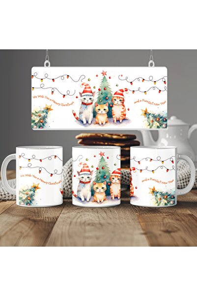 Beramussa Christmas Themed Cat Figured Mug – Cute Cats with Christmas Hats an...