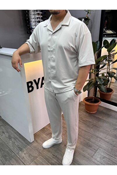 BYATA MENS STYLE طقم رجالي بأكمام قصيرة وحجم كبير