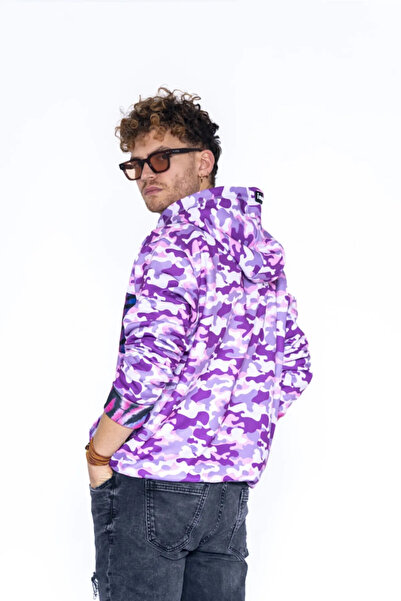 Nani Collection Pembe,mor Batik Oversize Erkek Sweatshirt (M)