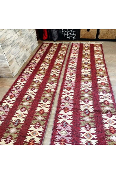 OEM 1+1 Traditional Rugs, size 60 x 200 cm, Red and cream, Rustic model