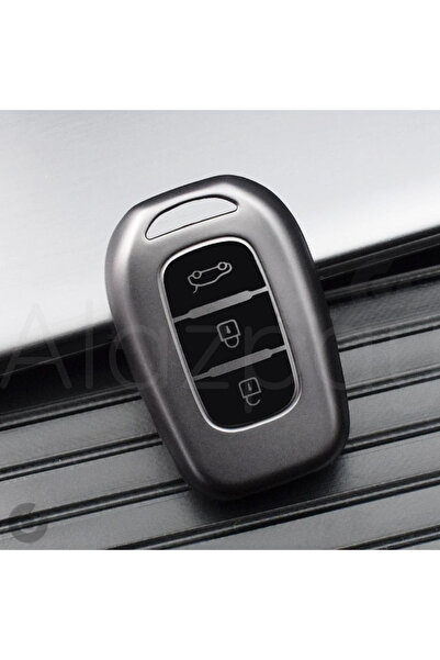 Alazpay غطاء مفتاح من مادة TPU باللون الرمادي لسيارات رينو كليو وميجان وكابتور ولاجونا وداسيا داستر وسانديرو ستيبواي ولوجان وتيتان