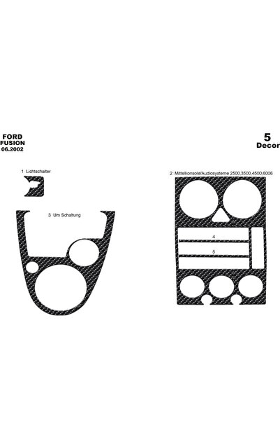 Marscockpitdesign غطاء لوحة القيادة لسيارة فورد فيوجن 2002-2005 5 قطع