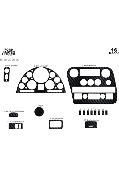 Marscockpitdesign غطاء كونسول توربيدو لسيارة فورد كارجو 2004-2008 16 قطعة