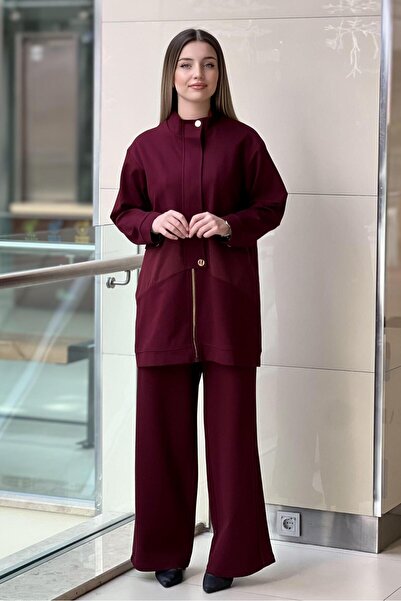 Ceremony Front Zippered Half Placket Steel Knitted Suit