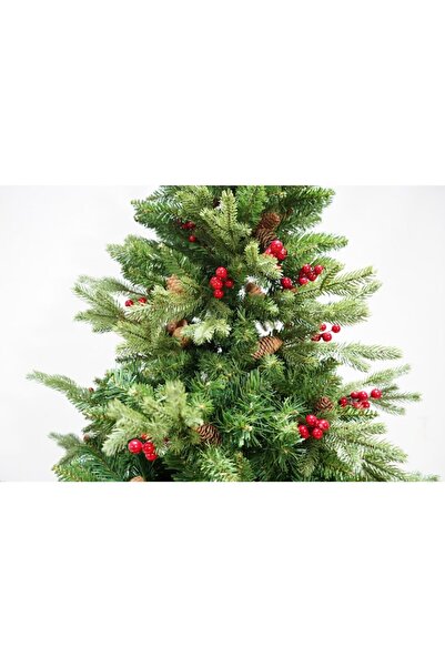 GOLD MARKET Artificial Christmas Tree with 1172 branches, 210 cm, decorated with cranberries and cones, Imperial Green, I