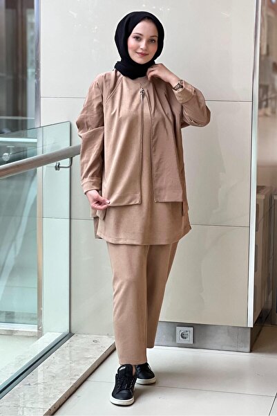 Ghisa Mixed Fabric Piece Patterned Tunic Pants Set