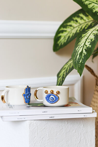 Deniz Kızı Seramik ETNİK GÖZ EL YAPIMI SERAMİK FİNCAN