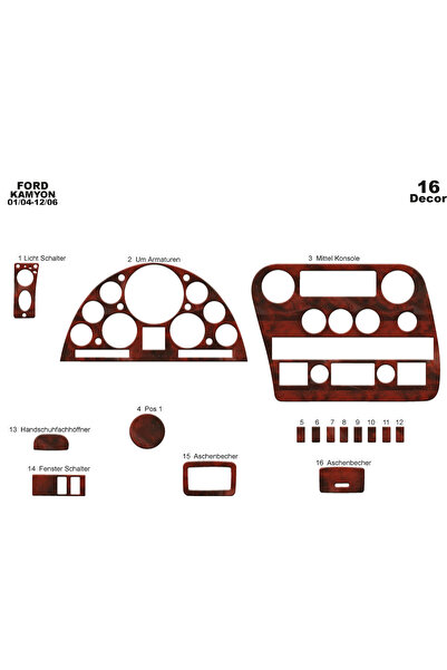 Marscockpitdesign غطاء كونسول توربيدو لسيارة فورد كارجو 2004-2008 16 قطعة