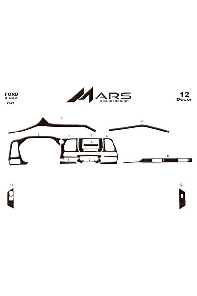 Marscockpitdesign غطاء كونسول فورد إف ماكس 2021 - 12 قطعة