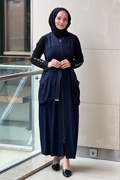 Nurcan Çetin Pocketed Belt Bag Belted Zippered Full-Length Vest