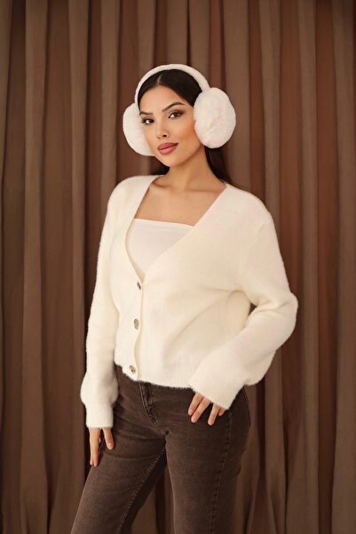 Leo Ferre Women's Cream Soft Textured Knitwear Cardigan. 2580