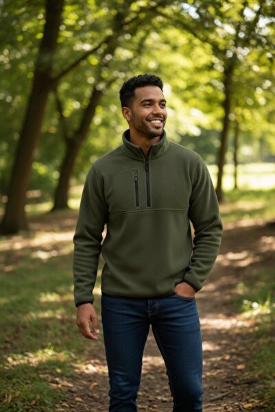 OTAKU 3 Adet Erkek Yarım Fermuarlı Cepli Polar Sweatshirt