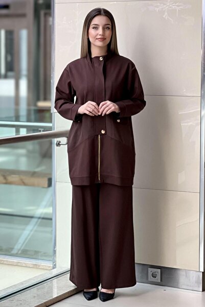 Ceremony Front Zippered Half Placket Steel Knitted Suit