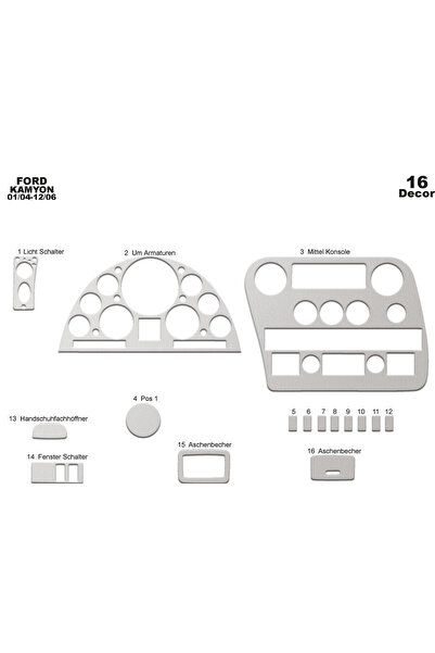 Marscockpitdesign غطاء كونسول توربيدو لسيارة فورد كارجو 2004-2008 16 قطعة