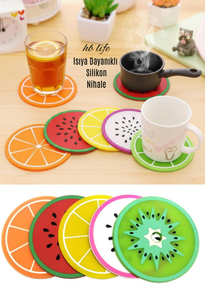 HB LİFE 5'li Silikon Nihale Seti Meyve Tasarımlı | Isıya Dayanıklı Kaydırmaz ...
