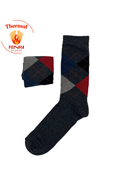 FENRA STUDIO Full Thermal Towel-Like Anthracite Red Baklava Men's Socks
