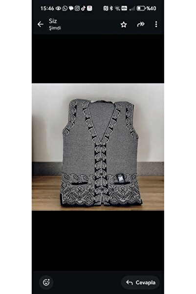 Mako Patterned V-Neck Pocketed Buttoned Knitwear Acrylic Vest