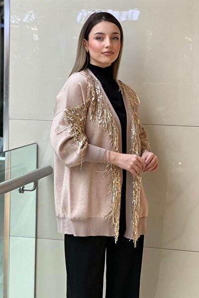 Ghisa Decorated Cardigan with Knitted Detail