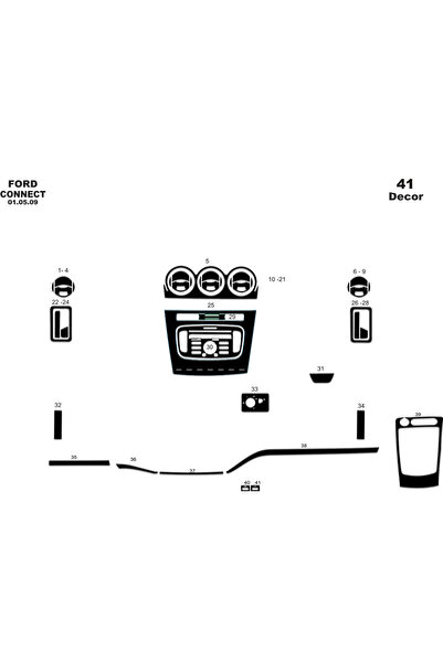 Marscockpitdesign غطاء كونسول فورد كونكت 2009-2014 41 قطعة