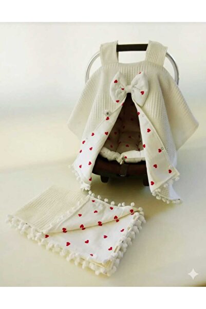 Wenaris % 100 pamuk MUSLİN Puset Örtüsü PUSET MİNDERİ VE BATTANİYE 3 PARÇA